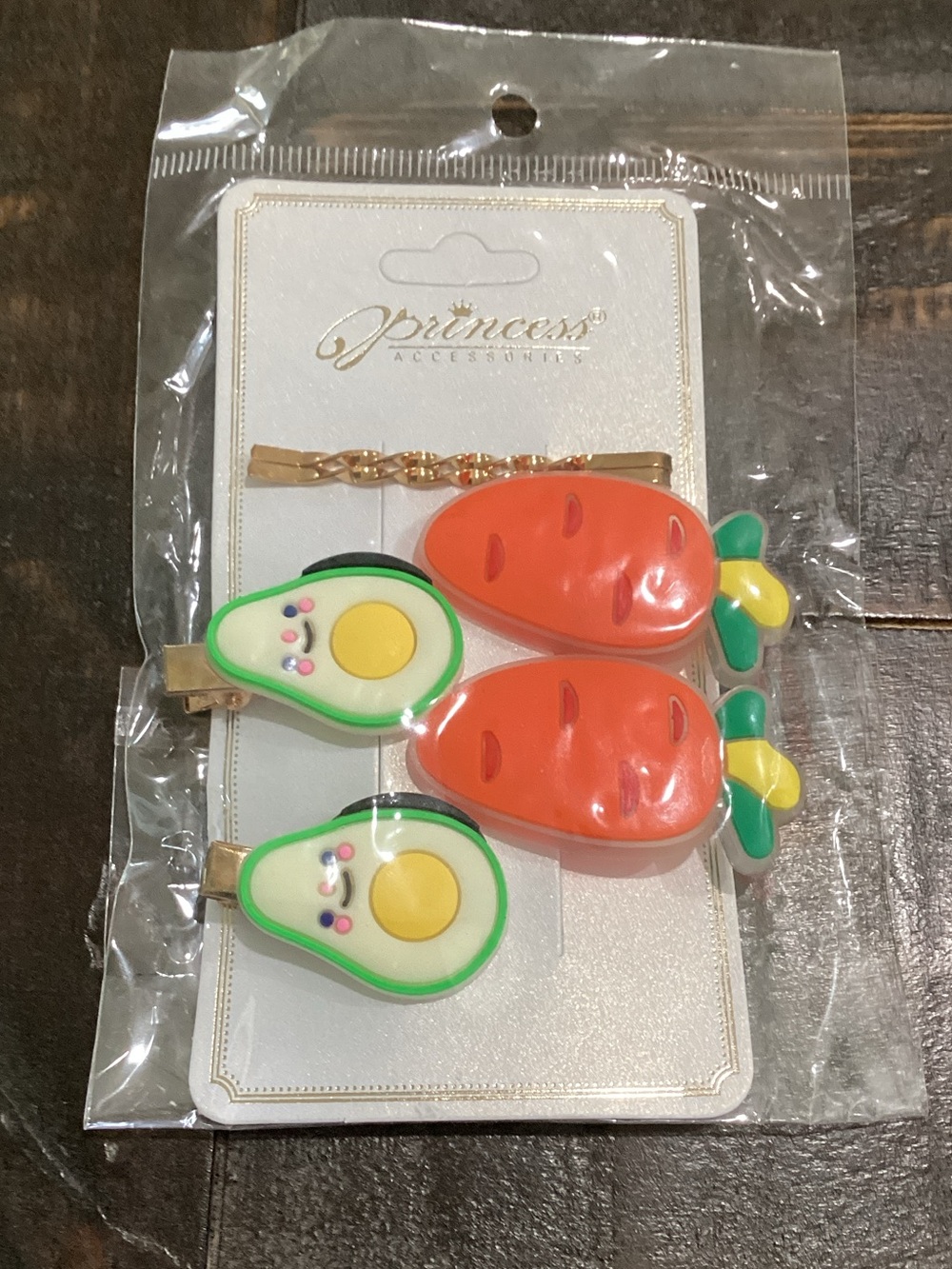 Cute Fruit & Flower Hair Clip Set - Green, Yellow & Gold